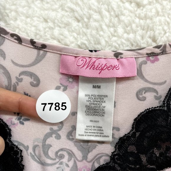 Y2K 2000s Whispers Pink Floral Swirl Slinky Stretch Lingerie Mini Slip Dress M - Picture 9 of 9